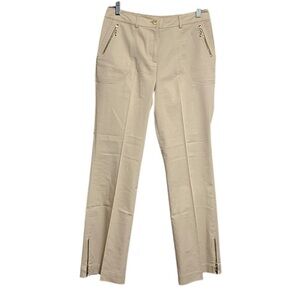 ST. JOHN Collection tan khaki gold zipper high rise pants size 6